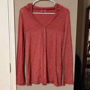 Red hooded shirt